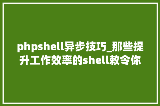 phpshell异步技巧_那些提升工作效率的shell敕令你知道吗
