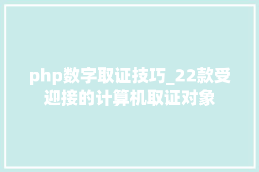 php数字取证技巧_22款受迎接的计算机取证对象