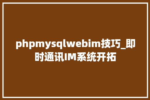 phpmysqlwebim技巧_即时通讯IM系统开拓