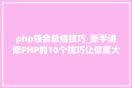 php领会总结技巧_新手进修PHP的10个技巧让你离大年夜牛更近一步