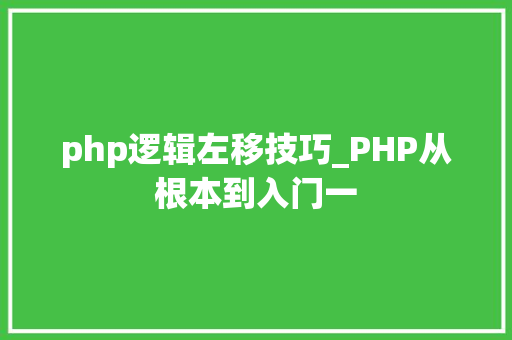 php逻辑左移技巧_PHP从根本到入门一