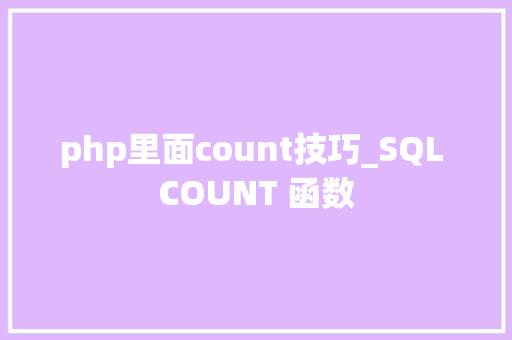 php里面count技巧_SQL COUNT 函数