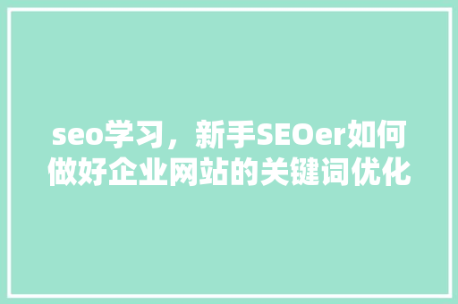 seo学习，新手SEOer如何做好企业网站的关键词优化「网站seo关键词优化软件」