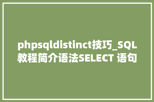 phpsqldistinct技巧_SQL教程简介语法SELECT 语句SELECT DISTINCT 语句