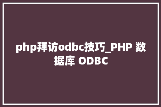 php拜访odbc技巧_PHP 数据库 ODBC
