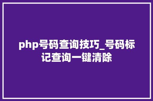 php号码查询技巧_号码标记查询一键清除