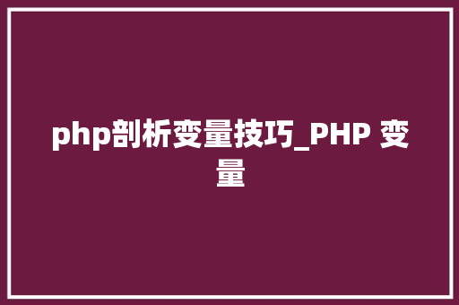 php剖析变量技巧_PHP 变量