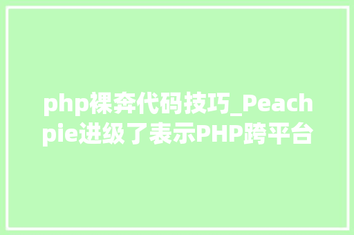 php裸奔代码技巧_Peachpie进级了表示PHP跨平台优越性