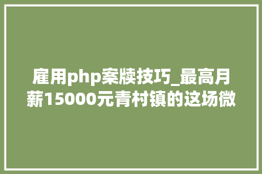 雇用php案牍技巧_最高月薪15000元青村镇的这场微招聘不容错过