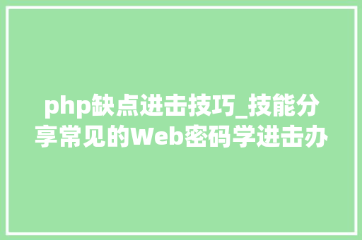 php缺点进击技巧_技能分享常见的Web密码学进击办法汇总