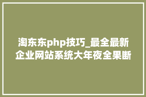 淘东东php技巧_最全最新企业网站系统大年夜全果断收藏