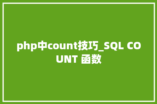 php中count技巧_SQL COUNT 函数