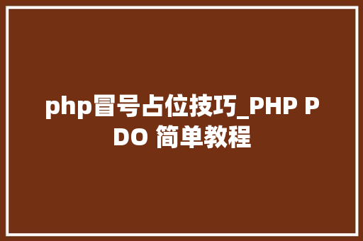 php冒号占位技巧_PHP PDO 简单教程