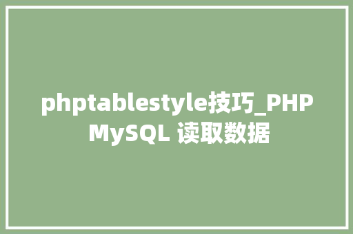 phptablestyle技巧_PHP MySQL 读取数据