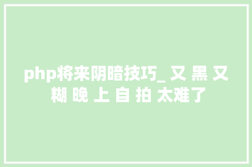 php将来阴暗技巧_ 又 黑 又 糊 晚 上 自 拍 太难了
