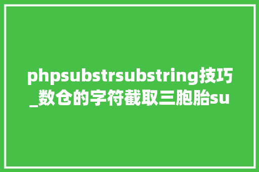 phpsubstrsubstring技巧_数仓的字符截取三胞胎substrbsubstrsubstring