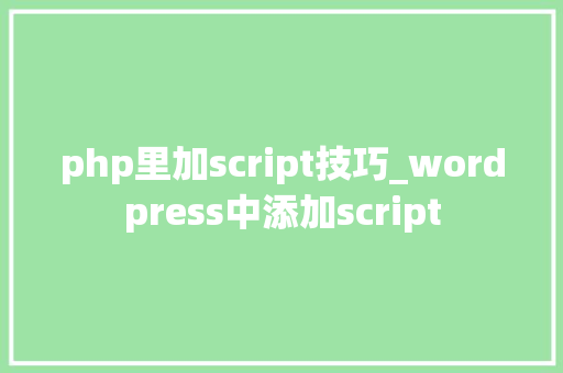 php里加script技巧_wordpress中添加script