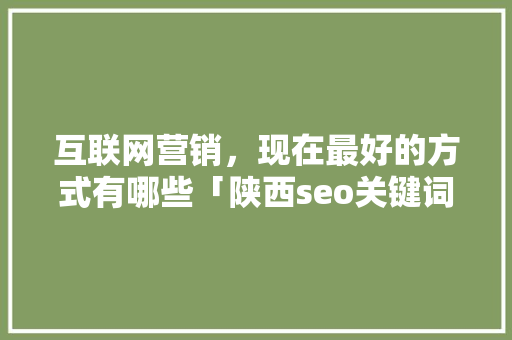 互联网营销，现在最好的方式有哪些「陕西seo关键词优化外包」