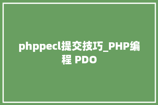 phppecl提交技巧_PHP编程 PDO