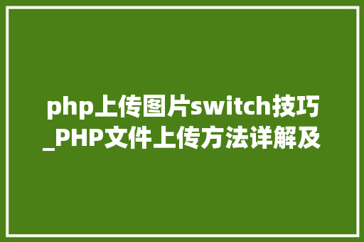 php上传图片switch技巧_PHP文件上传方法详解及其信息解析附视频