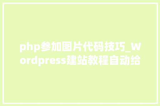 php参加图片代码技巧_Wordpress建站教程自动给图片添加Alt和Title标签