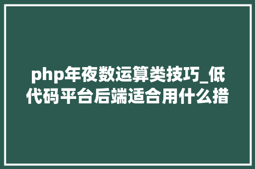 php年夜数运算类技巧_低代码平台后端适合用什么措辞开拓JavaNodeGo 照样 Rust