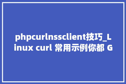 phpcurlnssclient技巧_Linux curl 常用示例你都 Get 了吗 CSDN 博文精选