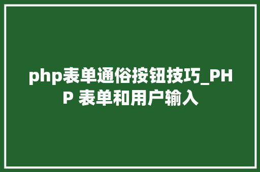 php表单通俗按钮技巧_PHP 表单和用户输入