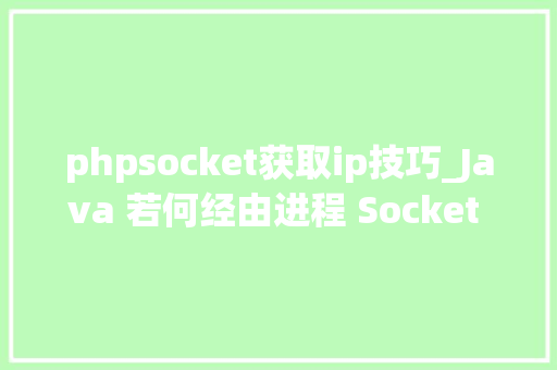 phpsocket获取ip技巧_Java 若何经由进程 Socket 查询 IP