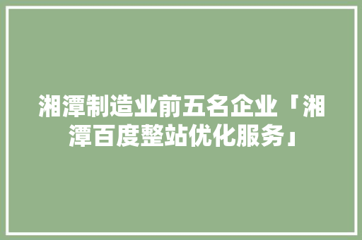 湘潭制造业前五名企业「湘潭百度整站优化服务」