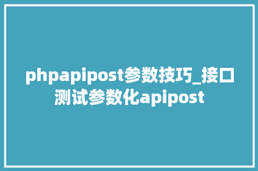 phpapipost参数技巧_接口测试参数化apipost