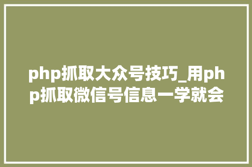 php抓取大众号技巧_用php抓取微信号信息一学就会