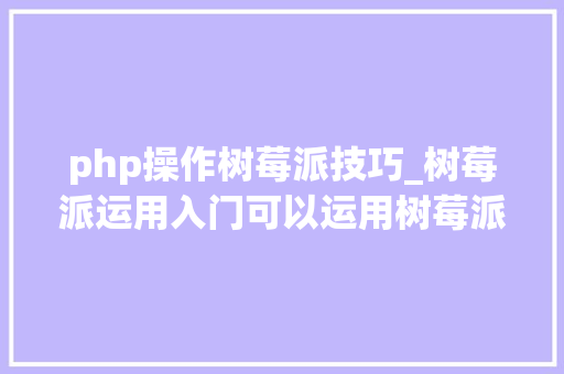 php操作树莓派技巧_树莓派运用入门可以运用树莓派进修的 3 种盛行编程措辞