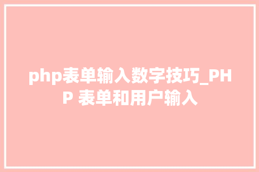 php表单输入数字技巧_PHP 表单和用户输入