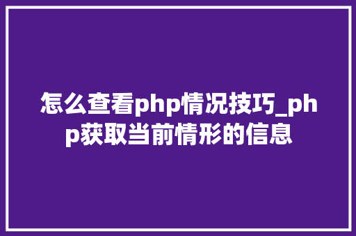 怎么查看php情况技巧_php获取当前情形的信息