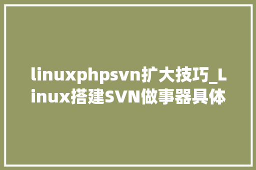 linuxphpsvn扩大技巧_Linux搭建SVN做事器具体教程