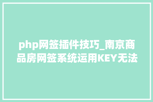 php网签插件技巧_南京商品房网签系统运用KEY无法正常登录怎么办