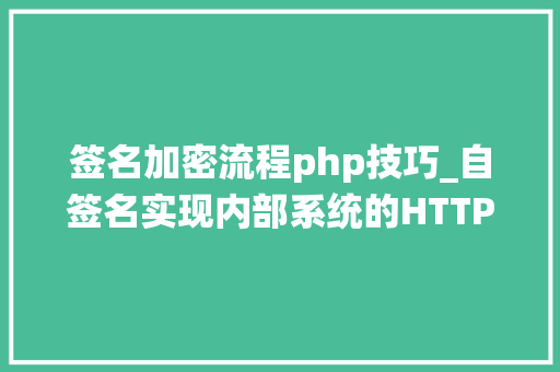 签名加密流程php技巧_自签名实现内部系统的HTTPS加密