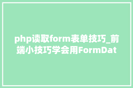 php读取form表单技巧_前端小技巧学会用FormData对象收集表单数据