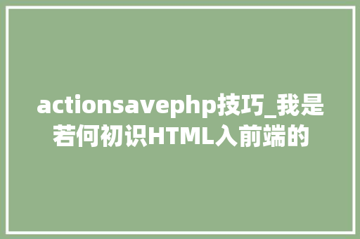 actionsavephp技巧_我是若何初识HTML入前端的
