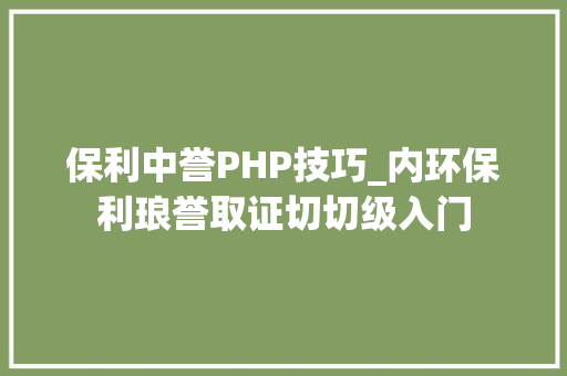 保利中誉PHP技巧_内环保利琅誉取证切切级入门