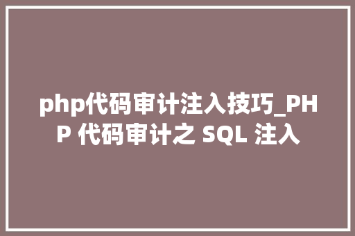 php代码审计注入技巧_PHP 代码审计之 SQL 注入