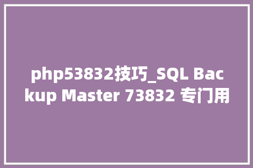 php53832技巧_SQL Backup Master 73832 专门用于治理和备份SQL数据库的软件
