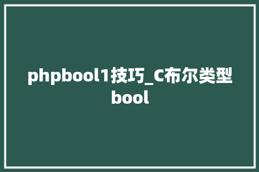 phpbool1技巧_C布尔类型bool