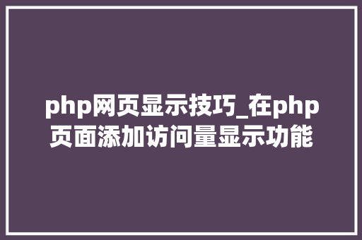php网页显示技巧_在php页面添加访问量显示功能