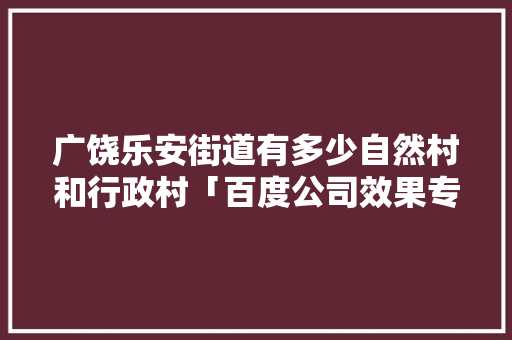 广饶乐安街道有多少自然村和行政村「百度公司效果专注乐云seo」