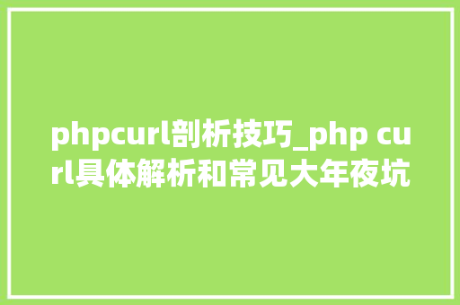 phpcurl剖析技巧_php curl具体解析和常见大年夜坑