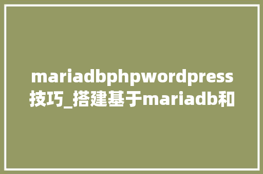 mariadbphpwordpress技巧_搭建基于mariadb和nginx的wordpress