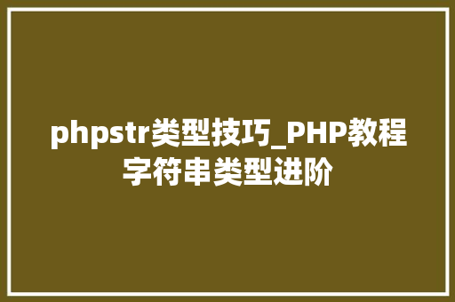 phpstr类型技巧_PHP教程字符串类型进阶