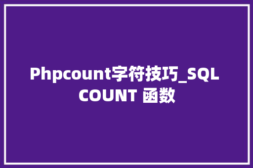 Phpcount字符技巧_SQL COUNT 函数